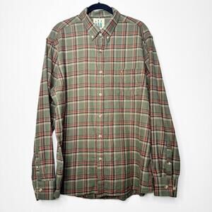 Kiel James Patrick Cozy Cabin Flannel Shirt Mallard Green Plaid Men’s XL Cotton